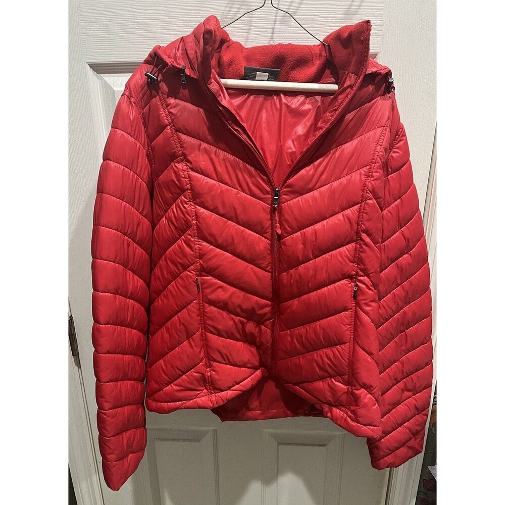 TEK GEAR Warm Water Resistant Detach Hood Red Puffer Jacket Size XL - READ